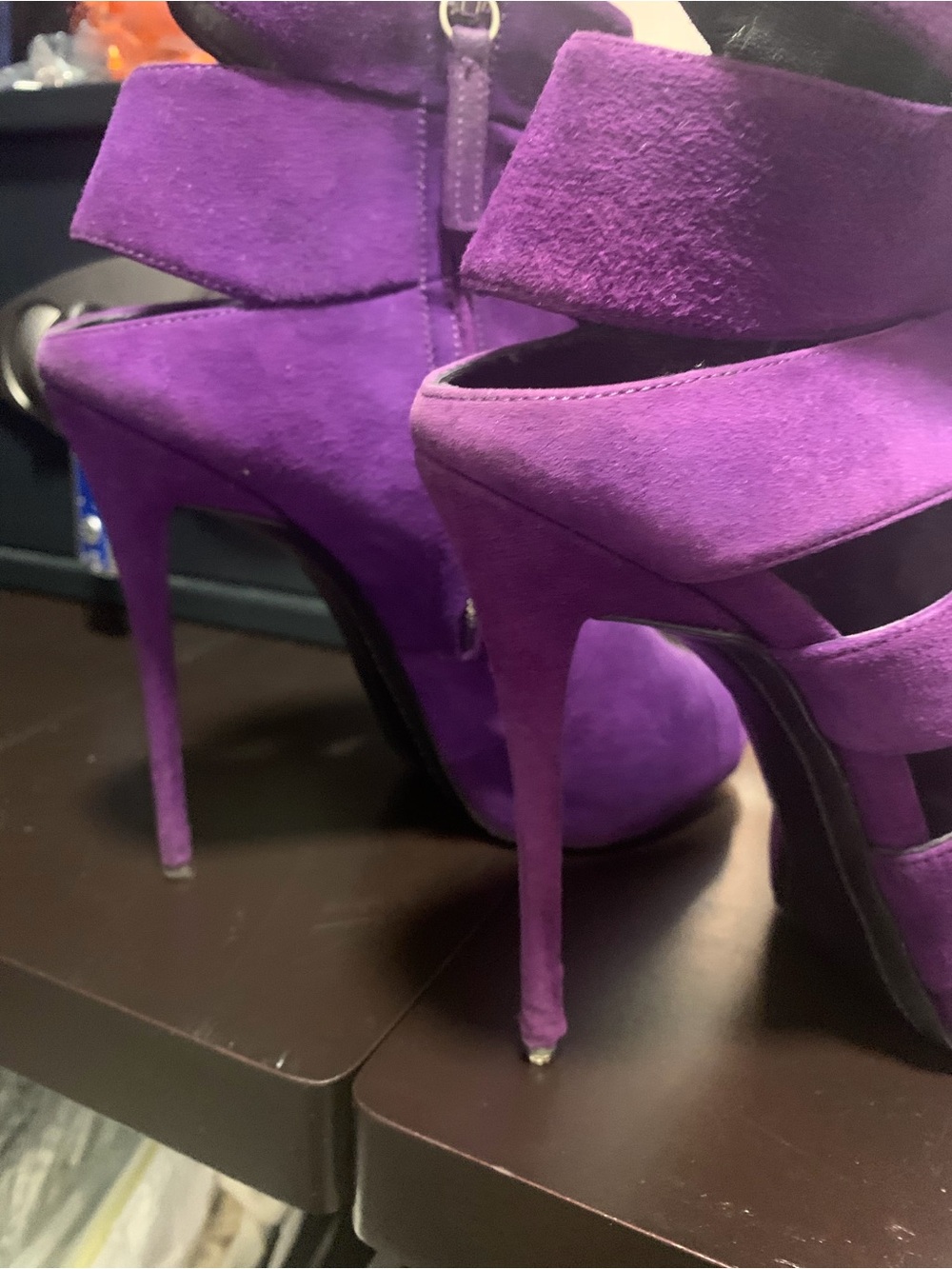 Giuseppe’s Purple Suede High Heel Platform Sandals - Women's